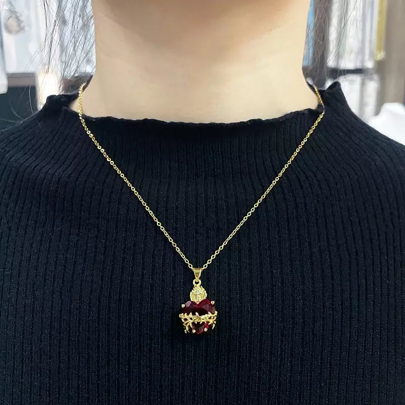 Colar Sagrado Coração de Jesus | Folheado a Ouro