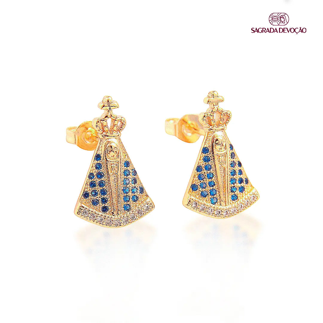 Brinco de Nossa Senhora Aparecida Devoção Pura - Zircônia Premium