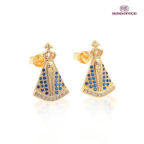 Brinco de Nossa Senhora Aparecida Devoção Pura - Zircônia Premium